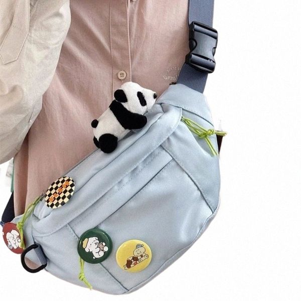 Bolso de pecho Kawaii de estilo japonés para mujer, bolso de cintura con cremallera de Color caramelo, nuevos bolsos y monederos, bolsos cruzados para parejas, Bolso de mujer 601B #