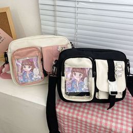 Sacs à main Style japonais Kawaii pour femmes, sac en Nylon couleur Patchwork, sac à bandoulière multipoches, sac d'école pour étudiant, fourre-tout