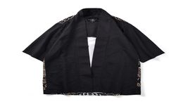 Japanse stijl Kimono Fashion Cardigan Men Three Quarter Sleeve Trench Coat Chinese Traditionele kleding losse polyester man Tops84228999