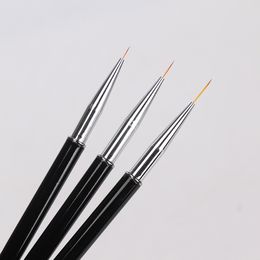 Ensemble de stylos à tirer avec tige métallique de style japonais, stylo de peinture noire, stylo à crochet, brosse pour nail art, vente en gros