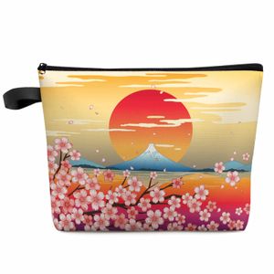 Style japonais Mt. Fuji Sakura grande capacité voyage sac cosmétique Portable maquillage pochette de rangement femmes étanche porte-crayon