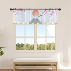 Japanse stijl Mt. Fuji Sakura Sheer Curtains For Kitchen Cafe Half Short Tule Curtain Window Valance Home Decor