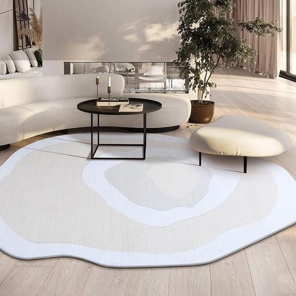 Alfombra ovalada de estilo japonés para sala de estar, mesa de centro de comedor Irregular, alfombra gruesa nórdica para el hogar, alfombras de decoración para dormitorio y oficina
