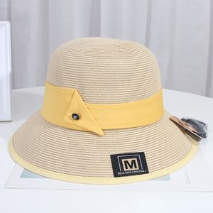 Style japonais Panama chapeau ruban M signe été pliable chapeau de plage femme décontracté femmes grand bord patch chapeau de paille filles chapeau de soleil