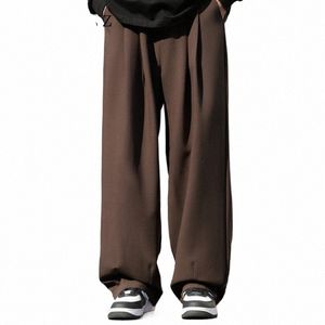 Pantalon drapé café Style japonais rétro, ample, droit, jambes larges, décontracté, bas pour hommes, vêtements masculins, printemps-automne, W12c #