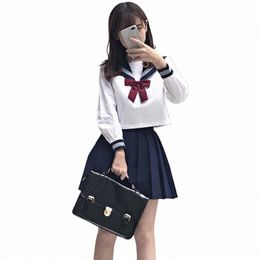 style japonais S-2xl Étudiants pour filles uniformes scolaires filles costume de marine femme sexy marine jk costume chemisier plipe de jupe plissée i6x3 #