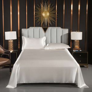 Japanse stijl simulatie Solid Color Single Piece laken, 3-delige kussensloop, 2-delige set, Summer Cool Feeling Silk Smooth Bare Sleeping Bedding