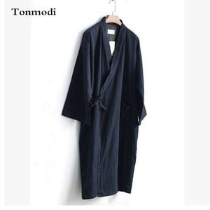 Robe de sommeil de style japonais Kimono Hommes Long Long Cotton Gauze lâche vêtements de nuit Kimono robe