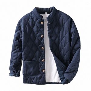 Style japonais col montant chaud veste rembourrée pour hommes Vintage solide lâche polyvalent veste ouatée tendance vêtements d'extérieur pour hommes 81Ir #