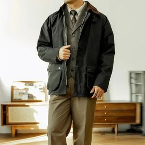 Style japonais couture Denim veste hommes automne lâche rétro haut de gamme col tournant chasse costume veste 240124