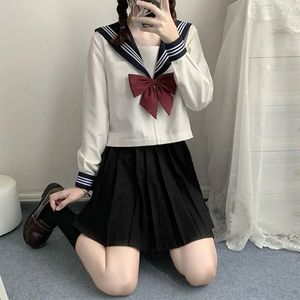 Japanse Stijl Student Meisjes Schooluniformen Marine Kostuum Vrouwen Sexy JK Pak Matrozenblouse Plooirok 240315