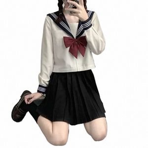 Style japonais Étudiant Filles Uniformes scolaires Filles Marine Costume Femmes Sexy Marine JK Costume Marin Blouse Jupe Plissée K3HX #