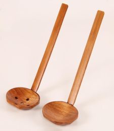 Cuillère en bois de style japonais Long Handander collander manche ustensiles ramen soupons cuillères de cuisine ustensiles outils 4935371