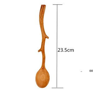 Cuillère en bois de style japonais, forme de branche spéciale, soupe à long manche, vaisselle de table pour ustensiles de cuisine, accessoires RRD11351