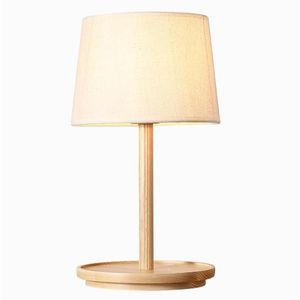 Japanse stijl houten tafellamp stoffen lampenkap eenvoudige woonkamer slaapkamer nachtkastje bureaulampen woondecoratie E27 LED L259L