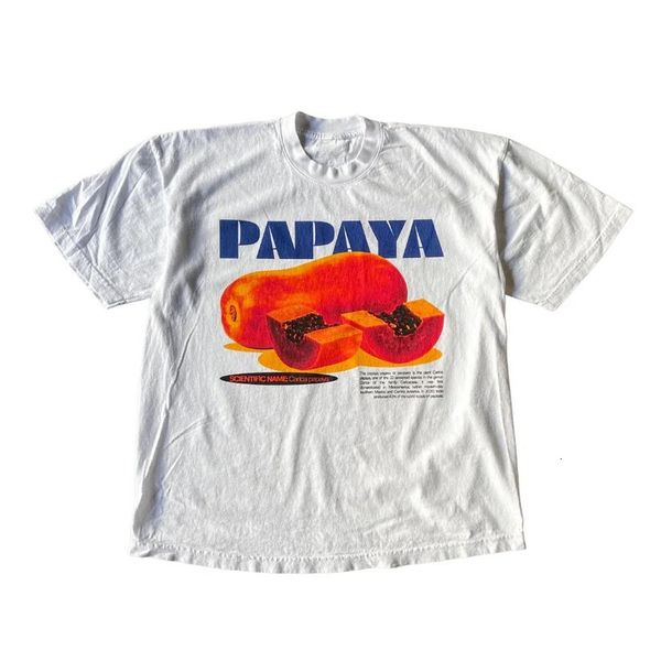 Diseño de verano japonés Impresión de frutas Camiseta retro clásica Casual Harajuku Pareja de alta calidad Tops Hip-Hop Suelto Unisex Y2K 240307
