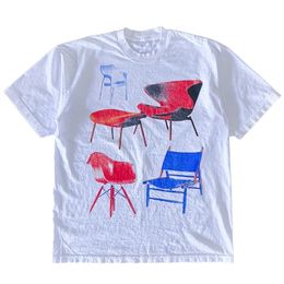 Été japonais Harajuku T-shirt streetwear salon salle à manger chaise impression design inspiration T-shirt décontracté unisexe y2K hauts 240320