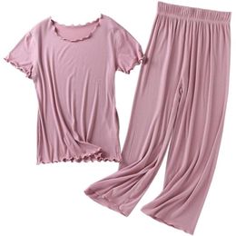 Pantalon à neuf points en coton modal pour femmes d'été japonais, costume de service à domicile, pyjama grande taille pour femmes 039s 2108317579151