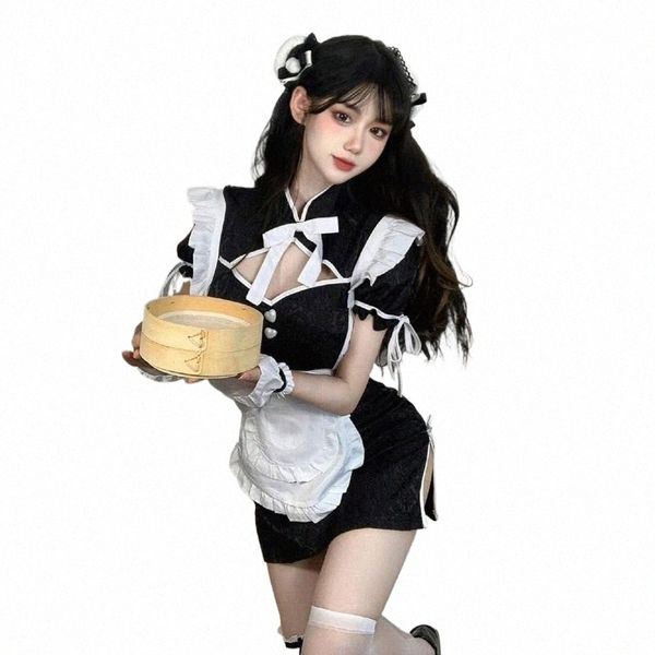 Japonais doux Lolita Dr creux Temptati Nightdr pyjamas femme de chambre chinoise Chegsam Dr Anime Cosplay Halen Costume 44m8 #