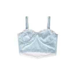 Tobarbotage japonais Vêtements de gilet en dentelle nombril bleu doux kawaii court corset d'été base de l'usure extérieure harajuku coréen indie 220325