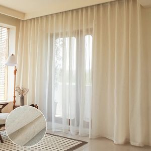 Japanse textuur voile pure gordijnen voor woonkamer linnenlook tule gordijn voor raam huisgordijnen kant-en-klare Rideaux Voilage 240111