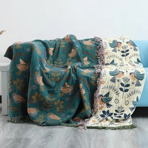 Japanse gooi deken katoen dubbelzijdige bank deksel Noordse kussen vrijetijdsspread Biede sprei vier seizoenen dunne quilt 240325