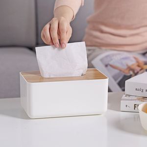Boîte à mouchoirs japonaise couverture en bois papier toilette porte-serviettes en bois massif étui Simple élégant maison voiture distributeur 220523