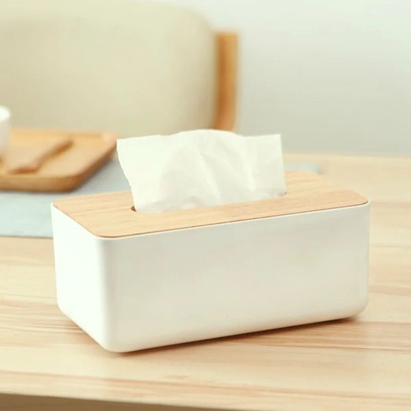 Caja de pañuelos japonesa con cubierta de madera, caja de papel higiénico, soporte para servilletas de madera maciza, dispensador de papel tisú para el hogar y el coche, Simple y elegante