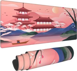 Japanse Toren Bloem Gaming Muismat Grote Bureau Mat met Gestikte Randen Mousepad Laptop 31.5X11.8 Inch Grote muismat XXL