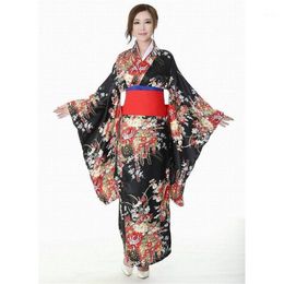 Japansk traditionell flickblomma Geisha Kimono Vintage Kvinnor Scenshow Kostym Cosplay Hell Girls Enma Kvinnor Sakura Suit1255Y