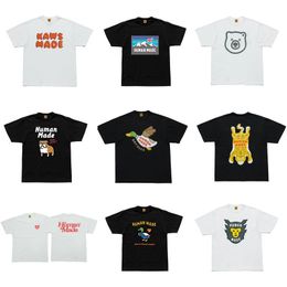 Japans trendy merk Human Made Mens Designer T-shirts Losse passende T-shirt met korte mouwen met zwavel katoenen ijsbeer eend schattig dierenletter afdrukken katoen t