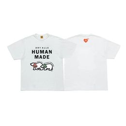 Marca de moda japonesa hecha por humanos Camisetas de diseñador para hombre Camiseta holgada de manga corta con algodón de azufre Oso polar Pato Animal lindo Camiseta con estampado de letras c2