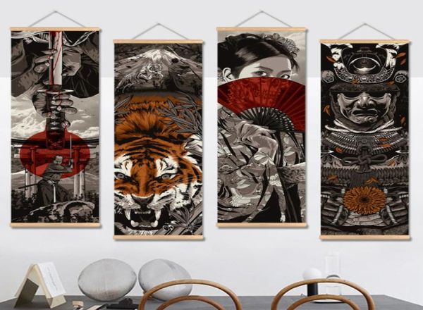 Ukiyoe japonais pour affiche sur toile HD, images murales pour décoration de salon, peinture murale avec défilement suspendu en bois massif7059820