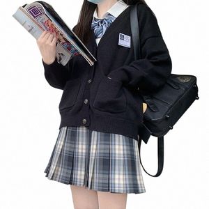 Japonais Uniforme Filles Noir Rose Seifuku Lycée Lg Pull À Manches Tricoté JK Uniformes Cardigan Étudiant Anime Cosplay n2uP #