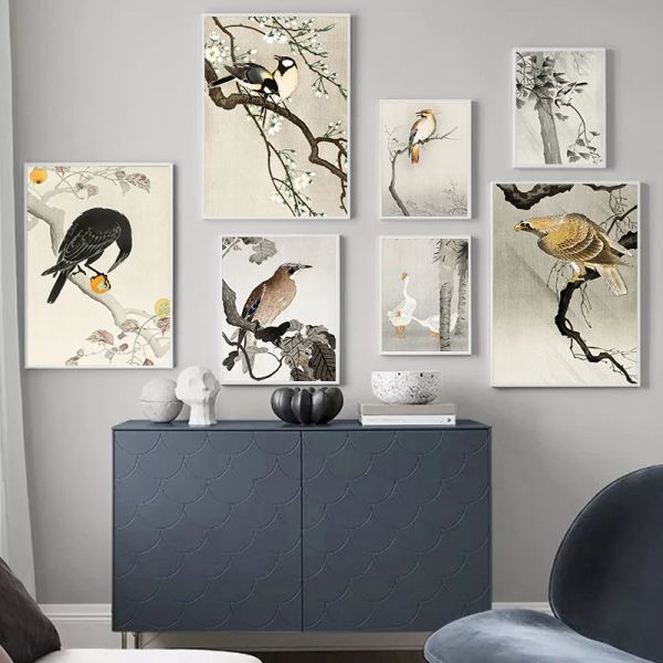 Japonais Vintage Art Birds Affiche animale Chouette de canard Affiches Piqs de cigogne Piqs de peinture sur toile Pictures murales pour le salon décor de la maison