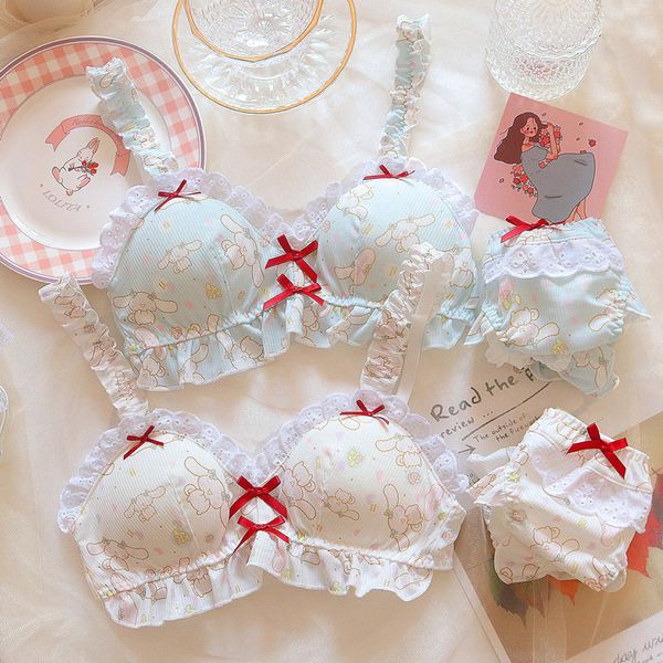 Femmes japonaises mignonnes sexy filles et sous-vêtements ensembles push up lingerie kawaii tasse volants soutien