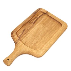 Palette japonaise en bois Plats avec anse Assiette à pain rectangulaire en bois