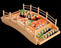 Madera de madera japonesa Madera de sushi Puente Boats Pine Creative Sushi Plato Sashimi Plato de sushi Decoración de vajillas T2001571300
