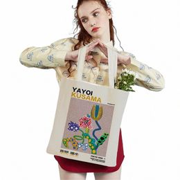 Japanse Yayoi Kusama Kleurrijke Stippen Digitale Supermarkt Shopper Bag Tote Handtas Carto Lady Herbruikbare Winkeltassen Z6nf #