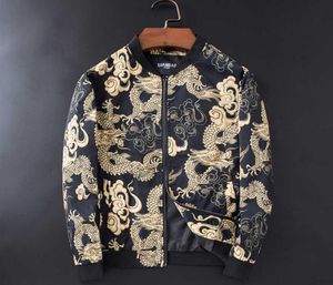 Chaqueta Bomber Vintage Masculina 2020 nueva chaqueta con dibujo de dragón 3D de gran tamaño abrigo fino estilo chino para hombre otoño 1075284