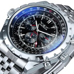 JARAGAR Militaire Heren Horloges Topmerk Luxe Automatische Sport Horloge voor Mannen Mechanische Horloges Chronograaf Stalen Band 240123