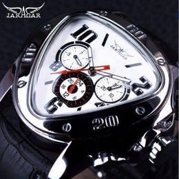 Jaragar Sport Design de mode Montres pour hommes Top marque de luxe montre automatique Triangle 3 cadran affichage bracelet en cuir véritable Clock244W