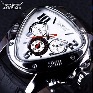 Jaragar Sport Design de mode Montres pour hommes Top marque de luxe montre automatique Triangle 3 cadran affichage bracelet en cuir véritable Clock286D