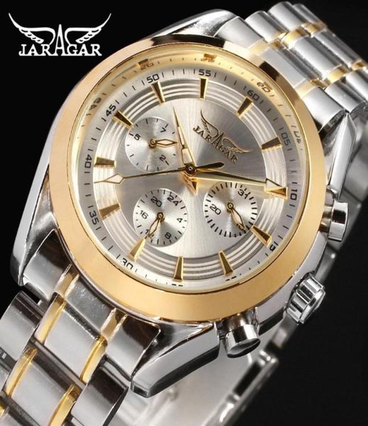 Jaragar Watches Men Automtic Mechanical Watch Stile inoxid de acero inoxidable Men039s Mujeres de pulsera de negocios Relogio Releges enteros 1578720