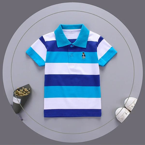 Jargazol Boys Shirts Color Stripes à manches courtes Polo Summer Top Polo 2T-7T Vêtements pour enfants Cotton Camiseta Toddler Boy Sport Tees 240325