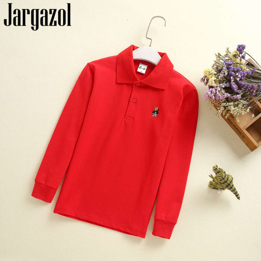 Jargazol Boys Short Shirt Herbst Langarm Top Sport Polo Shirts 3-15 Jahre Kinder Pure Clothes Teenager Outfits L2405