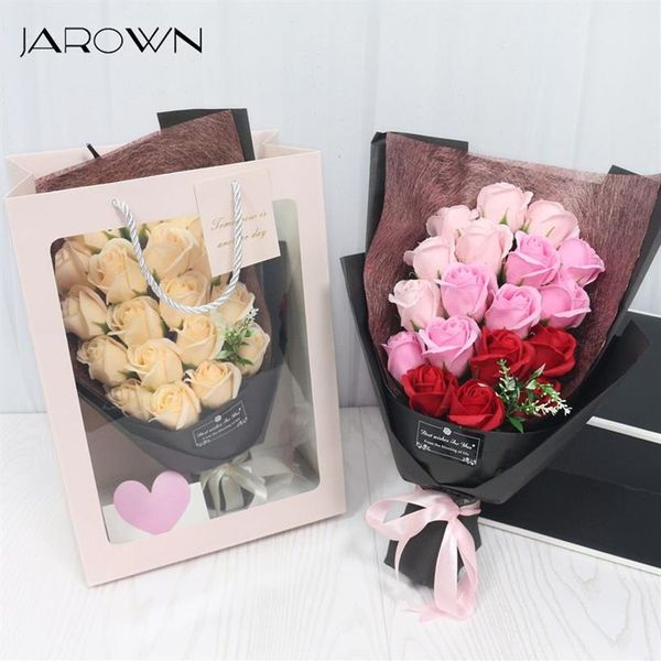 JAROWN Savon Artificiel Fleur Rose Bouquet Sacs Cadeaux Saint Valentin Cadeau D'anniversaire De Noël De Mariage Décor À La Maison Fleur Flores222U