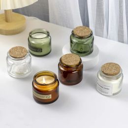 Potten 10 eenheden DIY aromatherapie kaarsbeker 80 ml 3 oz hittebestendige glazen potten met houten deksel