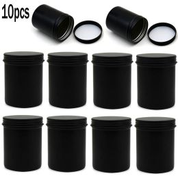 Potten 10 pcs/20 pcs DIY Black Metal Kaars Blikken 200 ml Ronde Containers met Deksels Thee Verpakking blikken Doos Food Grade