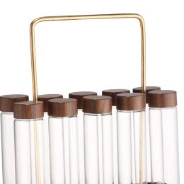 Pots 10pcs tubes de rangement de grains de café à dose à une cave à grains de café avec support en bois pour les amoureux du café cadeau réconfortant